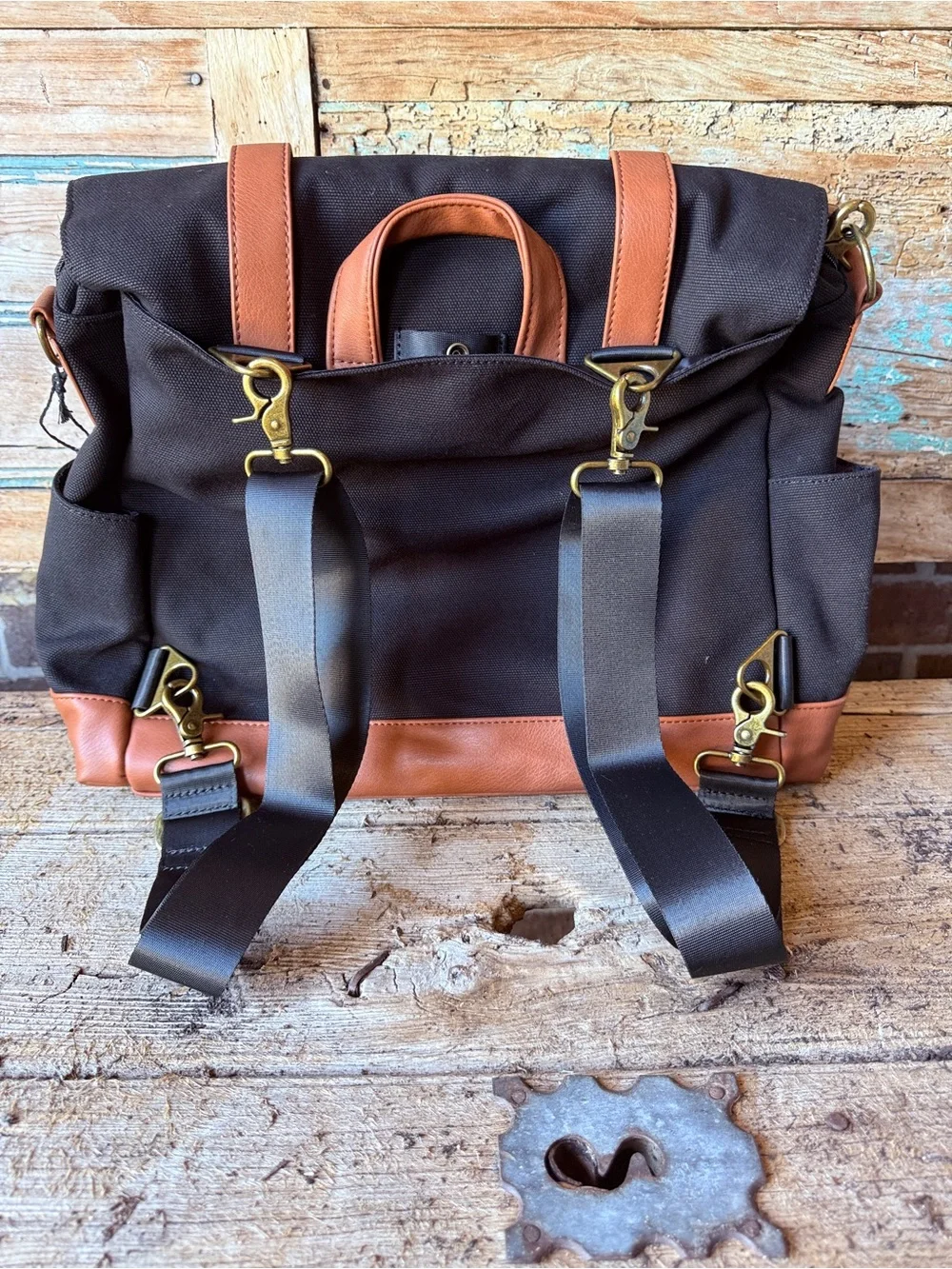 Bodomint Gender Neutral Nylon Vegan Leather Laptop Diaper Bag Multi Use Bag